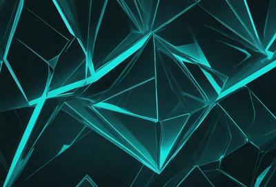 The primary subject of the image is a blue and green patterned glass wall. The setting is a dark blue background, which contrasts with the vibrant colors of the glass wall. The visual style is a combination of digital art and illustration, creating a unique and eye-catching design. The dominant colors are blue and green, giving the image a calming and soothing atmosphere.