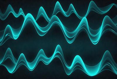 The primary subject of the image is a blue wave pattern, which is the main object, scene, or focus of the image. The setting or background is a dark blue surface, and the visual style appears to be a digital art or illustration. The dominant colors in the image are blue and purple, creating a calm and serene atmosphere.