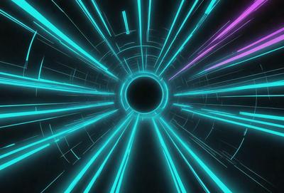 The primary subject of the image is a tunnel-like structure with a brightly colored, neon-like appearance. The tunnel is filled with a series of brightly colored lines, creating a visually striking and futuristic scene. The setting appears to be a digital art or illustration, with the tunnel's interior being the main focus of the image. The overall atmosphere is vibrant and energetic, with the bright colors and lines evoking a sense of motion and excitement.