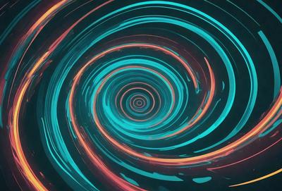 The primary subject of the image is a spiral pattern, which is a part of a larger, colorful design. The spiral pattern is surrounded by a vibrant blue color, creating a visually striking and dynamic scene. The setting or background of the image features a dark, possibly black, surface, which contrasts with the bright colors of the spiral pattern. The visual style of the image is a combination of digital art and illustration, with the spiral pattern and the blue color creating a unique and engaging design. The