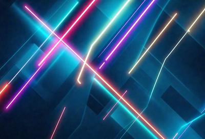 The primary subject of the image is a colorful, abstract design featuring a mix of blue, pink, and yellow colors. The setting is a dark blue background, which contrasts with the vibrant colors of the design. The visual style appears to be a combination of digital art and illustration, creating a unique and eye-catching pattern. The overall atmosphere of the image is energetic and lively, thanks to the bold colors and dynamic design.