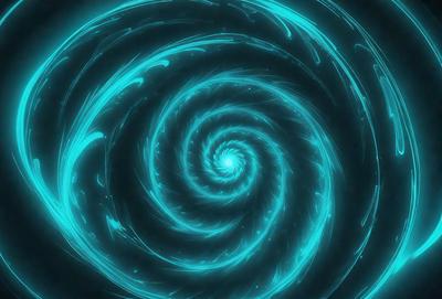 The primary subject of the image is a spiral pattern, which is the main object, scene, or focus of the image. The spiral pattern is set against a blue background, creating a visually striking contrast. The spiral pattern is depicted in a digital art style, giving it a modern and dynamic appearance. The overall atmosphere of the image is vibrant and energetic, with the blue color evoking a sense of calmness and tranquility.
