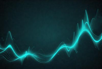 The primary subject of the image is a blue wave or sound wave, which is the main focus of the image. The setting is a dark blue background, which creates a contrasting and dramatic effect. The visual style is digital art, as the wave appears to be a digital representation of a sound wave. The colors and mood of the image are predominantly blue, creating a sense of calmness and tranquility.