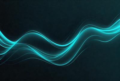 The primary subject of the image is a blue wave or ripple pattern. The setting is a dark background, which contrasts with the blue wave. The visual style is a digital art or illustration, as the wave appears to be a digital creation. The dominant colors are blue and black, creating a calm and serene atmosphere.