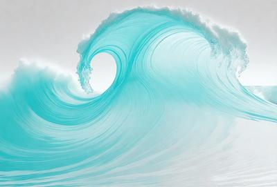 The primary subject of the image is a large, blue ocean wave. The wave is the main focus of the image, and it is captured in a close-up shot. The setting is the ocean, with the wave crashing against the water. The visual style of the image is a photo, showcasing the natural beauty of the ocean and its waves. The dominant colors in the image are blue and white, creating a serene and calming atmosphere.