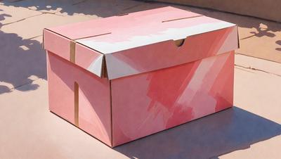 The primary subject of the image is a pink box. The setting is a pink surface, possibly a table or a wall. The visual style is a painting, which gives the image a vibrant and artistic appearance. The colors and mood of the image are predominantly pink, creating a warm and inviting atmosphere.