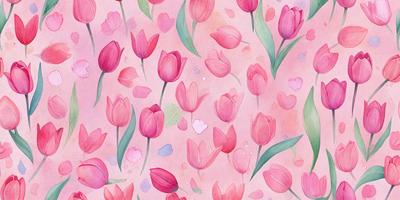 The primary subject of the image is a pattern of pink flowers, which are the main objects in the scene. The setting is a pink background, which creates a warm and inviting atmosphere. The visual style is a combination of digital art and illustration, as the flowers are depicted in a detailed and artistic manner. The colors and mood of the image are predominantly pink, which evokes feelings of love, warmth, and happiness.