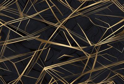 The primary subject of the image is a pattern of gold and black stripes. The setting is a black background, and the visual style appears to be a digital art or illustration. The dominant colors are gold and black, creating a bold and striking pattern.