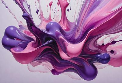 The primary subject of the image is a close-up of a colorful, swirling, and flowing mass of paint. The setting is a white background, which provides a clean and uncluttered environment for the artwork. The visual style is a combination of digital art and illustration, as the paint appears to be digitally rendered and manipulated. The colors and mood of the image are vibrant and energetic, with the swirling paint creating a sense of movement and dynamism.