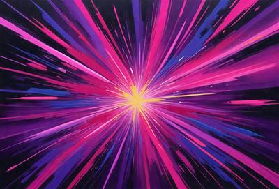 The primary subject of the image is a brightly colored, pink and purple explosion. The setting is a black background, which contrasts with the vibrant colors of the explosion. The visual style is a digital art or illustration, as the colors and patterns are intricately detailed. The dominant colors and overall atmosphere are energetic, lively, and visually striking.
