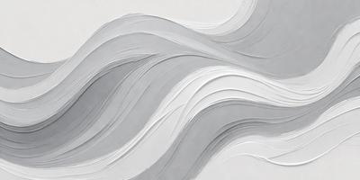 The primary subject of the image is a large, white, and gray wave. The wave is the main focus of the image, and it is depicted in a visually striking manner. The setting is a gray and white background, which complements the wave's colors and adds to the overall atmosphere of the image. The visual style of the image is a combination of photo and digital art, creating a unique and artistic representation of the wave. The colors and mood of the image are predominantly gray and white, with a hint