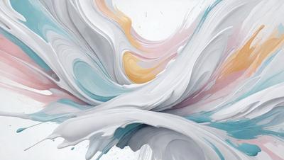 The primary subject of the image is a painting of a white and blue swirl, which appears to be a digital art piece. The setting is a white background, and the visual style is a combination of digital art and illustration. The dominant colors in the painting are white and blue, creating a sense of calmness and tranquility.