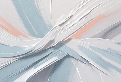 The primary subject of the image is a painting or drawing of a white and blue color scheme. The setting is a white background, which provides a clean and minimalistic appearance. The visual style is a combination of digital art and illustration, as the colors and patterns are well-defined and the artwork appears to be created with a digital tool. The dominant colors are white and blue, creating a calm and serene atmosphere.