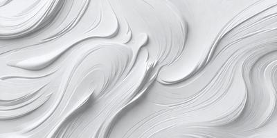 The primary subject of the image is a white, swirling, and flowing substance, which appears to be a painting or a digital artwork. The setting is a white background, which provides a clean and minimalistic environment for the artwork. The visual style is a combination of painting and digital art, creating a unique and captivating piece. The colors and mood of the image are predominantly white, giving it a clean, fresh, and serene atmosphere.