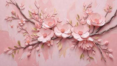 The primary subject of the image is a pink flower, which is the main focus of the scene. The setting is a pink background, which adds to the overall mood of the image. The visual style is a combination of digital art and illustration, creating a unique and artistic representation of the flower. The colors and mood of the image are predominantly pink, giving it a warm and inviting atmosphere.