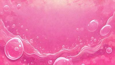 The primary subject of the image is a pink background with a few bubbles floating in it. The setting appears to be a pink ocean, and the visual style is a digital art or illustration. The colors and mood of the image are predominantly pink, creating a warm and inviting atmosphere.