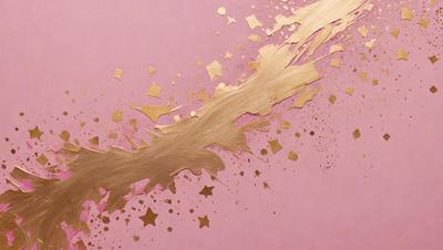 The primary subject of the image is a gold star, which is the main object, scene, or focus of the image. The setting is a pink background, and the visual style is a combination of photo and digital art. The colors and mood of the image are predominantly pink, with a touch of gold, creating a warm and inviting atmosphere.