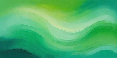 The primary subject of the image is a green wave, which is the main focus of the scene. The setting is a green background, which adds to the overall atmosphere of the image. The visual style is a painting, which gives the image a unique and artistic appearance. The dominant colors are green, which creates a calming and serene mood.