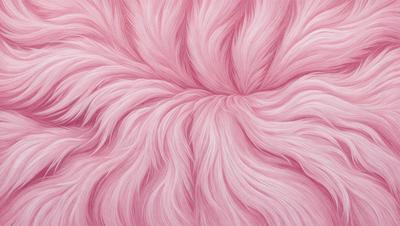 The primary subject of the image is a large, fluffy, pink dog with long, curly hair. The dog is the main focus of the image, and it appears to be the center of attention. The setting is a pink background, which complements the dog's fur and adds to the overall visual style. The image is a digital art or illustration, showcasing the dog's unique and eye-catching appearance. The dominant colors in the image are pink and white, creating a warm and inv