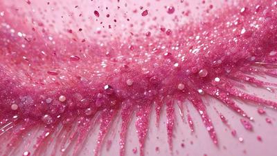 The primary subject of the image is a close-up of a pink substance, possibly a frosting or a liquid, with a lot of pink bubbles in it. The setting is a pink background, which adds to the overall mood of the image. The visual style appears to be a combination of a photo and digital art, as the pink substance has a slightly blurred appearance. The colors and mood of the image are predominantly pink, creating a warm and inviting atmosphere.