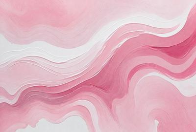 The primary subject of the image is a large, pink, swirling wave. The wave is the main focus of the image, and it is set against a white background. The visual style of the image is a combination of digital art and illustration, creating a dynamic and vibrant scene. The dominant colors in the image are pink and white, giving the scene a warm and lively atmosphere.