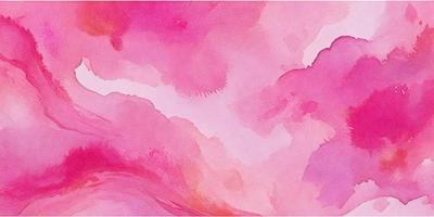 The primary subject of the image is a painting of a pink background with a cloudy sky. The setting is a canvas, and the visual style is a watercolor painting. The dominant colors are pink and purple, creating a warm and soothing atmosphere.