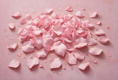 The primary subject of the image is a pink flower petal. The setting is a pink background, which adds to the overall mood of the image. The visual style is a close-up of the flower petal, showcasing its details. The colors and mood of the image are predominantly pink, creating a soft and delicate atmosphere.