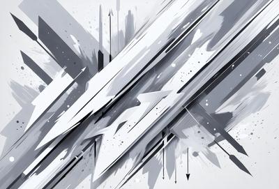 The primary subject of the image is a large, abstract, and colorful painting. The painting features a combination of white and gray tones, creating a visually striking and modern appearance. The setting is a white wall, which serves as a clean and uncluttered backdrop for the painting. The visual style of the painting is a mix of digital art and illustration, giving it a unique and contemporary feel. The colors and mood of the painting are predominantly white and gray, with a touch of black, which contributes