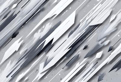 The primary subject of the image is a series of white triangles, which are arranged in a visually striking pattern. The setting is a gray background, which contrasts with the white triangles, creating a bold and eye-catching visual effect. The visual style of the image is digital art, as it appears to be a computer-generated or digitally manipulated design. The dominant colors are white and gray, giving the image a clean and modern appearance.