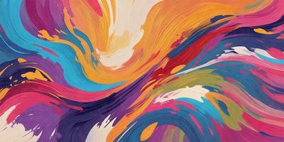 The primary subject of the image is a colorful painting or drawing, featuring a mix of colors and patterns. The setting is a canvas or a piece of paper, which serves as the background. The visual style appears to be a combination of digital art and illustration, as the colors and patterns are vibrant and well-defined. The dominant colors in the image are orange, blue, and purple, creating a lively and energetic atmosphere.