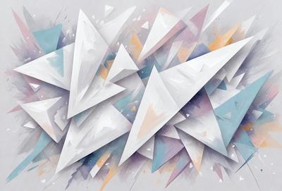 The primary subject of the image is a large, colorful, and abstract artwork featuring a mix of white, blue, and purple colors. The setting is a white background, which provides a clean and minimalist appearance. The visual style is a combination of digital art and illustration, creating a unique and eye-catching design. The colors and mood of the artwork are vibrant and energetic, evoking a sense of creativity and imagination.