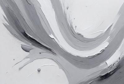 The primary subject of the image is a painting or drawing of a swirling, abstract design. The setting is a white background, which provides a clean and uncluttered appearance. The visual style is a combination of digital art and illustration, as the swirls and patterns are created using digital tools. The colors and mood of the image are predominantly gray and white, giving it a modern and minimalist feel.