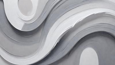 The primary subject of the image is a large, swirling, and curling piece of paper. The paper appears to be a mix of gray and white colors, creating a visually striking and dynamic scene. The setting is a table, and the visual style is a combination of a photo and a digital art piece. The overall atmosphere of the image is one of creativity and artistic expression.