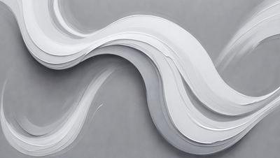 The primary subject of the image is a large, white, curved painting or drawing. The setting is a gray wall, which serves as the background for the artwork. The visual style appears to be a combination of digital art and illustration, as the painting seems to be a blend of both. The colors and mood of the image are predominantly white, giving it a clean and minimalist appearance.