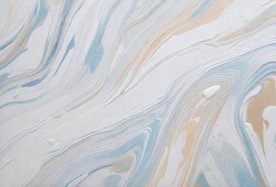 The primary subject of the image is a painting of a blue and white ocean wave. The setting is a white and blue background, which adds to the visual style. The painting is a digital art piece, showcasing the artist's skill in creating a realistic and captivating ocean scene. The colors and mood of the painting are calming and serene, as the blue and white waves evoke a sense of tranquility and beauty.