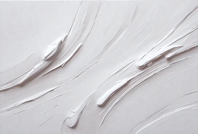 The primary subject of the image is a white wall with a pattern of white paint, giving it a textured appearance. The setting is a room with a white background, which creates a clean and minimalist atmosphere. The visual style is a combination of digital art and illustration, as the paint appears to be digitally created and applied to the wall. The colors and mood of the image are predominantly white, giving it a calm and serene feel.