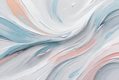 The primary subject of the image is a painting of a swirling, colorful design. The setting is a white background, which provides a clean and uncluttered appearance. The visual style is a combination of digital art and illustration, as the colors and patterns are created using digital tools. The dominant colors in the painting are blue, pink, and white, creating a vibrant and lively atmosphere.