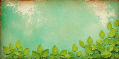 The primary subject of the image is a green leafy plant with a few leaves visible. The setting is a green background, which could be a painting or a digital artwork. The visual style appears to be a combination of a photo and a drawing, giving the image a unique and artistic appearance. The colors and mood of the image are predominantly green, creating a calm and serene atmosphere.