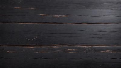 The primary subject of the image is a wooden floor with a black surface. The setting is a room with a wooden floor, and the visual style is a photo. The colors and mood of the image are dark and moody, with the black wooden floor creating a dramatic atmosphere.