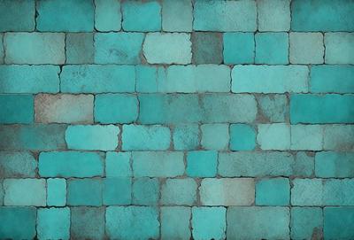 The primary subject of the image is a blue brick wall. The setting is a blue brick wall with a pattern of blue and white tiles. The visual style is a digital art or illustration, as the tiles appear to be digitally created. The dominant colors are blue and white, creating a calm and soothing atmosphere.