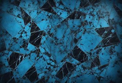The primary subject of the image is a blue and black marble pattern. The setting is a blue and black marble wall, which serves as the background. The visual style is a close-up of the marble pattern, showcasing the intricate details of the design. The colors and mood of the image are predominantly blue and black, creating a sense of depth and sophistication.