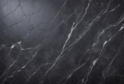 The primary subject of the image is a marble wall with a black background. The setting is a room with a black marble wall, and the visual style is a close-up of the marble wall. The colors and mood of the image are dark and moody, with the black marble wall and the black background creating a dramatic and sophisticated atmosphere.