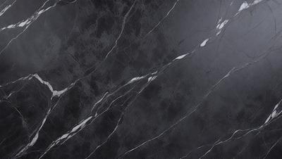 The primary subject of the image is a black and white marble tile wall. The setting is a room with a black and white marble tile floor. The visual style is a close-up of the marble tile wall, showcasing its intricate patterns. The colors and mood of the image are predominantly black and white, giving it a classic and elegant appearance.