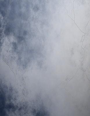The primary subject of the image is a large, white wall with a blue tint. The setting is a room with a blue-gray sky visible in the background. The visual style is a combination of a photo and digital art, creating a unique and artistic representation of the scene. The colors and mood of the image are predominantly blue and gray, giving it a calm and serene atmosphere.