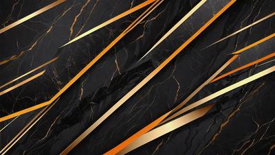 The primary subject of the image is a close-up of a marble surface with a gold and black pattern. The setting is a black and gold marble wall, which serves as the background. The visual style is a combination of digital art and illustration, creating a unique and eye-catching design. The colors and mood of the image are predominantly black and gold, giving it a luxurious and sophisticated appearance.