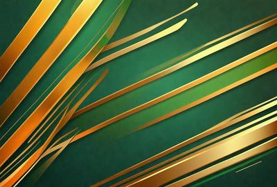 The primary subject of the image is a close-up of a gold and green patterned background. The setting is a green surface, and the visual style appears to be a digital art or illustration. The dominant colors are gold and green, creating a warm and vibrant atmosphere.