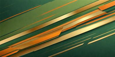 The primary subject of the image is a colorful, abstract design featuring a combination of gold, orange, and green colors. The setting is a green background, which provides a contrasting and complementary color to the design. The visual style of the image is a mix of digital art and illustration, creating a unique and eye-catching pattern. The overall atmosphere of the image is vibrant and lively, with the bold colors and intricate design elements creating a sense of energy and movement.