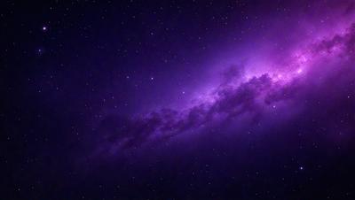 The primary subject of the image is a purple nebula, which is a cloud of gas and dust in space. The setting is a dark, star-filled sky, with the purple nebula as the main focus. The visual style is a combination of a photo and digital art, creating a unique and captivating representation of the nebula. The colors and mood of the image are predominantly purple, giving it a serene and celestial atmosphere.