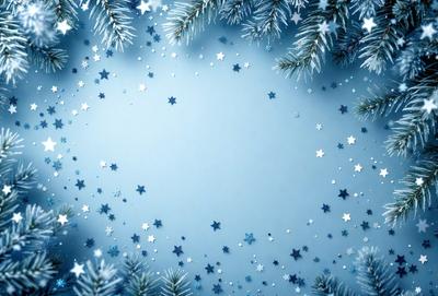 The primary subject of the image is a blue background with a pattern of white stars. The setting is a night sky, and the visual style is a digital art or illustration. The dominant colors are blue and white, creating a calm and serene atmosphere.