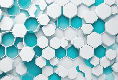 The primary subject of the image is a blue and white patterned wall. The setting is a room with a blue and white tiled wall, which serves as the background. The visual style is a combination of digital art and illustration, creating a unique and eye-catching design. The dominant colors are blue and white, giving the wall a clean and modern appearance.